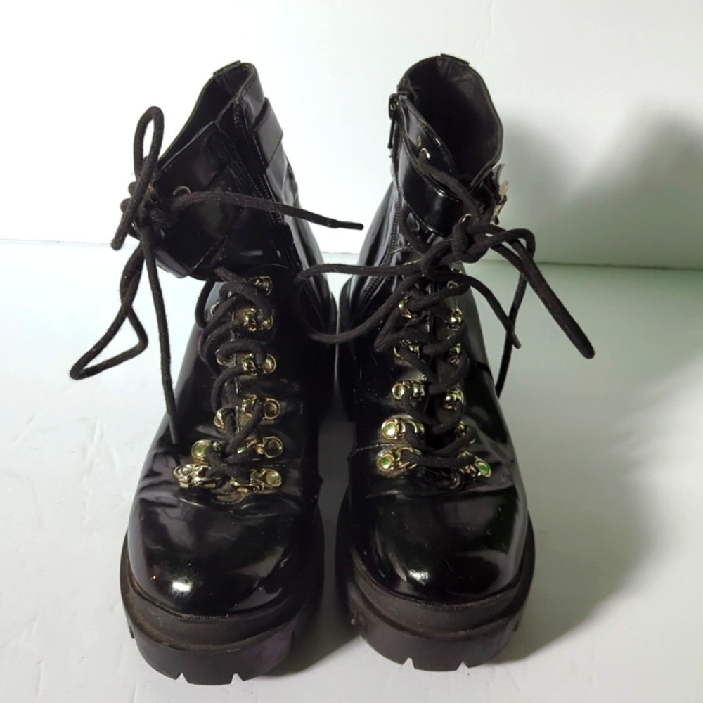 Jeffrey Campbell Czech faux patent leather combat boot